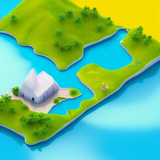 53575-122364864-isometric detailed island in the sky containing 3d hero 3d cows and portals, soft smooth lighting, soft colors, yellow and blue.webp